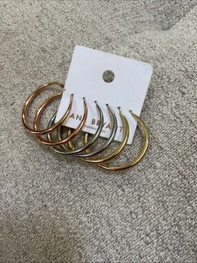 Lane Bryant Mixed Metal Hoop Earring Set - Rose Gold, Silver & Gold